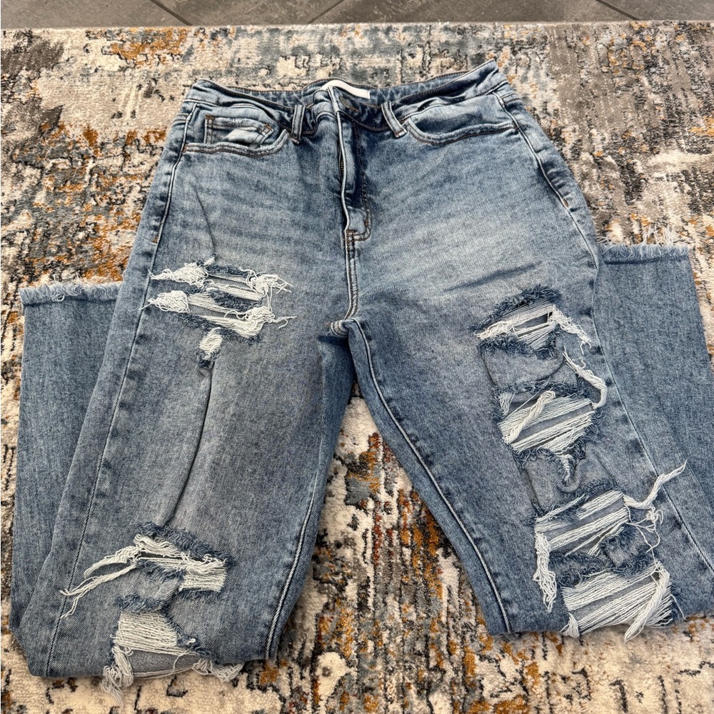 Casual Distressed Light Blue Boyfriend Jeans